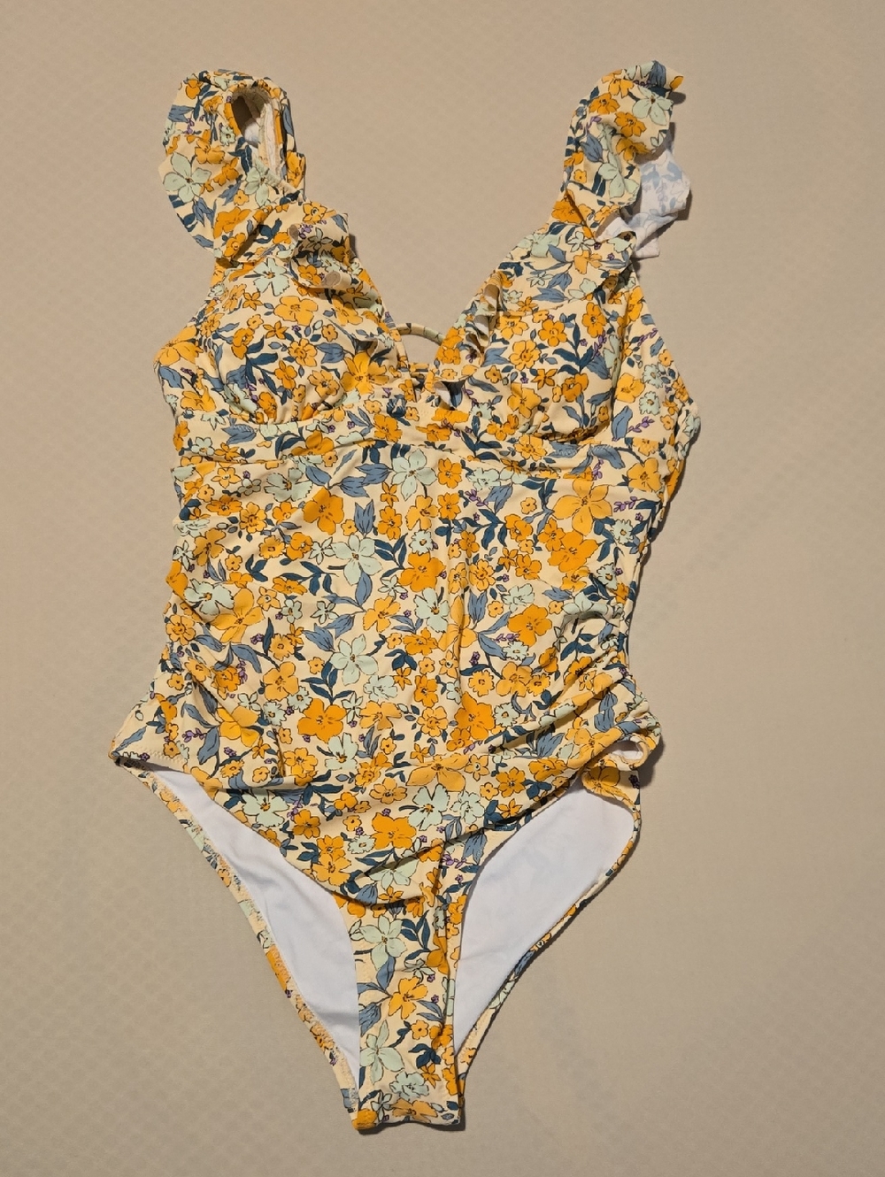 Cupshe Yellow Floral Ruffle One-Piece Swimsuit - Picture 2 of 6